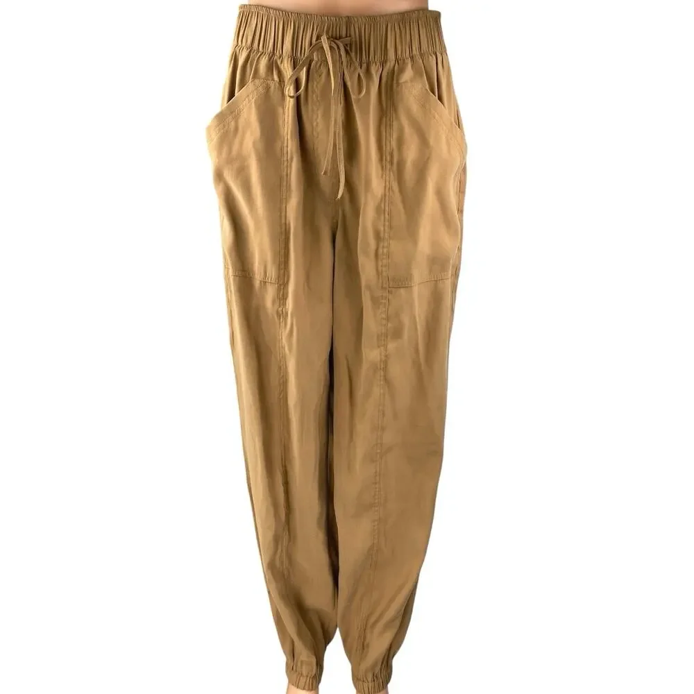 Abercrombie & Fitch Brown Tan Baggy Tapered Barrel Carrot Trousers Pants Size S